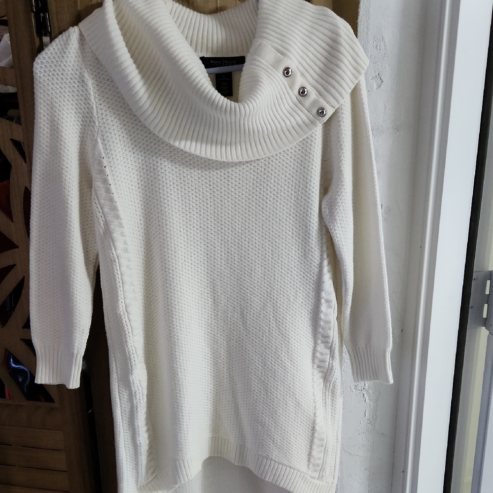White House Black Market Ivory Cowl Neck Sweater